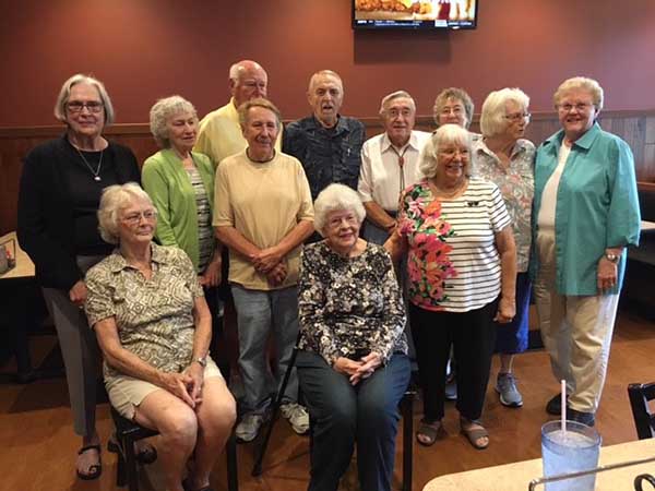 Rushcreek Memorial High School Class of 1954 group of ladies together
